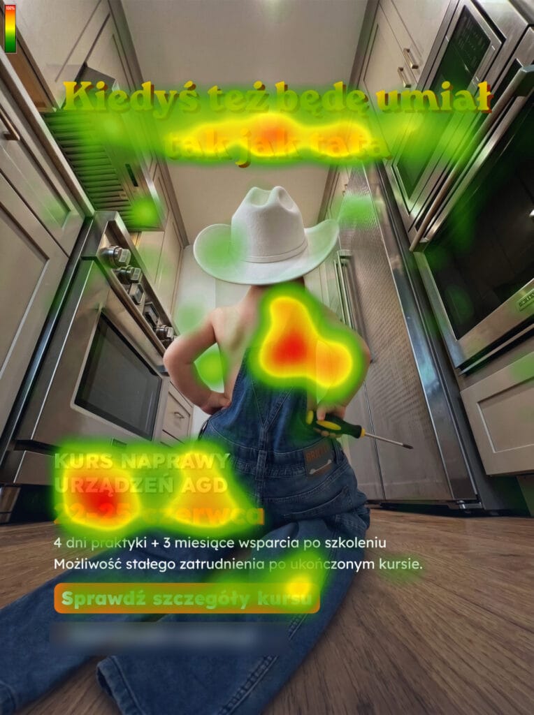 Mapa cieplna wirtualnego eyetrackingu kreacji